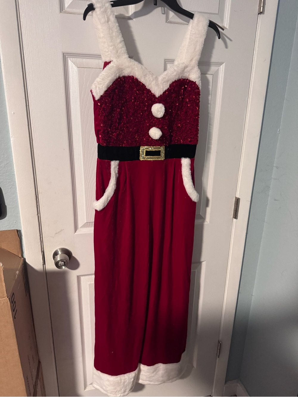 Holiday Red Faux-Fur Trim Women's Romper New Without Tag